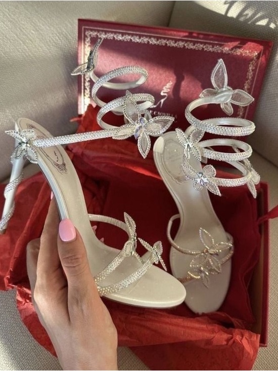 Rene Caovilla Shoes - Rene Caovilla MARGOT WHITE SANDAL WITH BUTTERFLIES